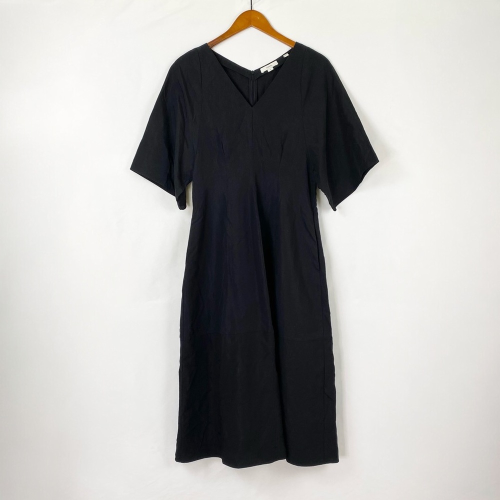 Vince V Neck Flutter Sleeve Midi Dress Caftan Cinch Waist A Line‎ Size S Petite